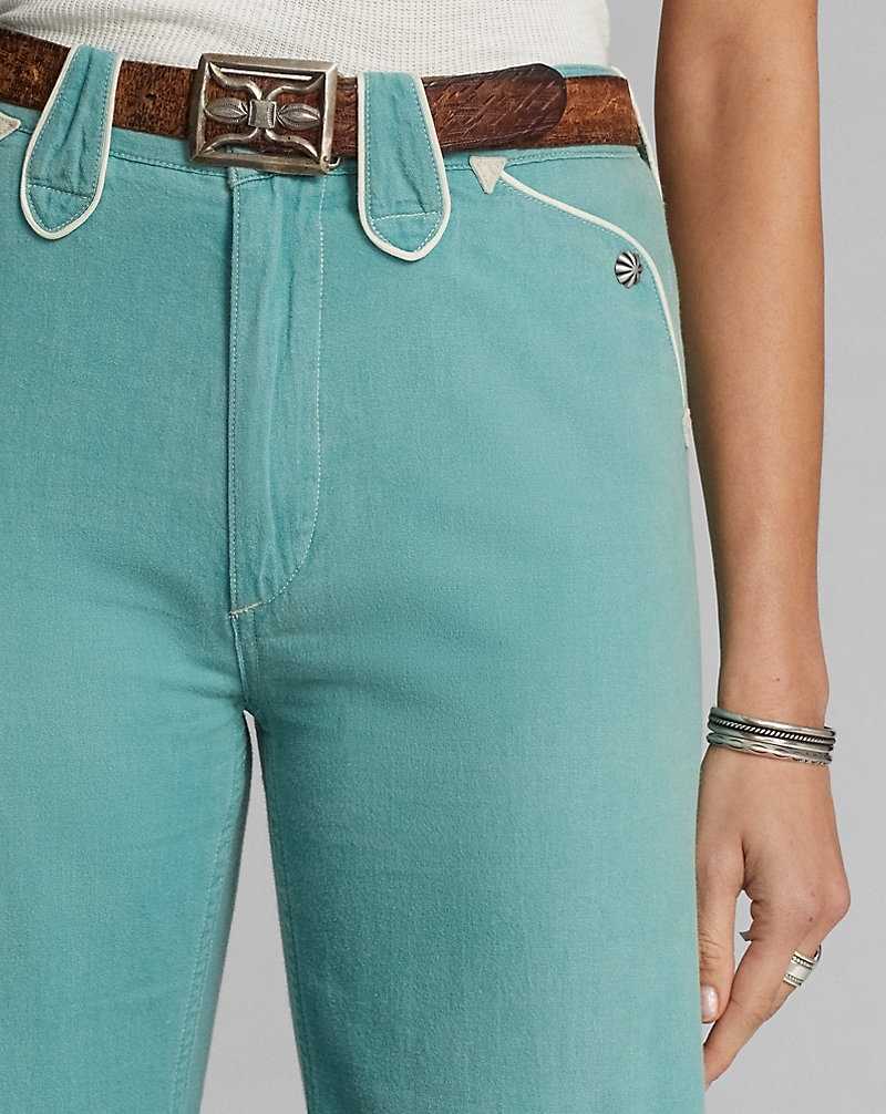 Pantalones Ralph Lauren Twill Western Mujer Turquoise/Cream | LPJVRUO-14 - vista 5