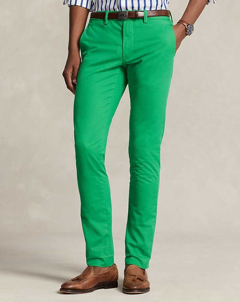 Pantalones Ralph Lauren Washed Stretch Slim Fit Chino Hombre Verdes | ZVYGSMN-17 - vista 3