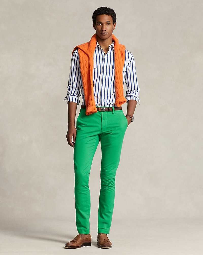 Pantalones Ralph Lauren Washed Stretch Slim Fit Chino Hombre Verdes | ZVYGSMN-17 - vista 1