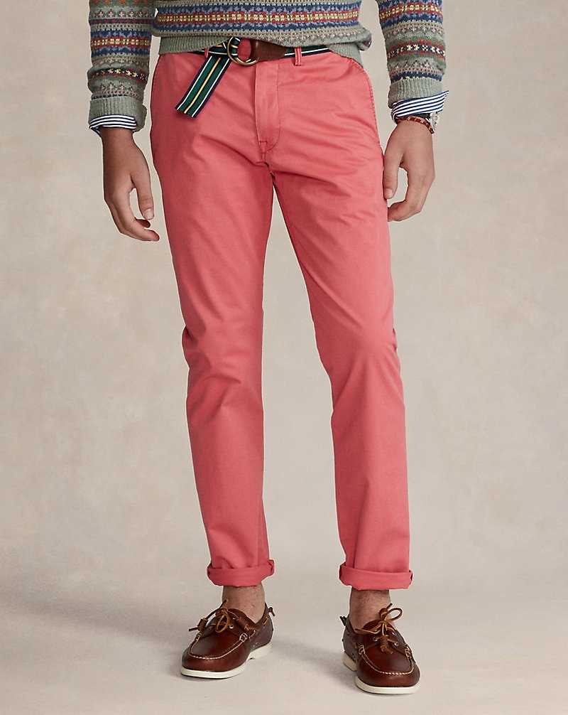 Pantalones Ralph Lauren Washed Stretch Slim Fit Chino Hombre Rojos | MXOWGVT-39 - vista 3