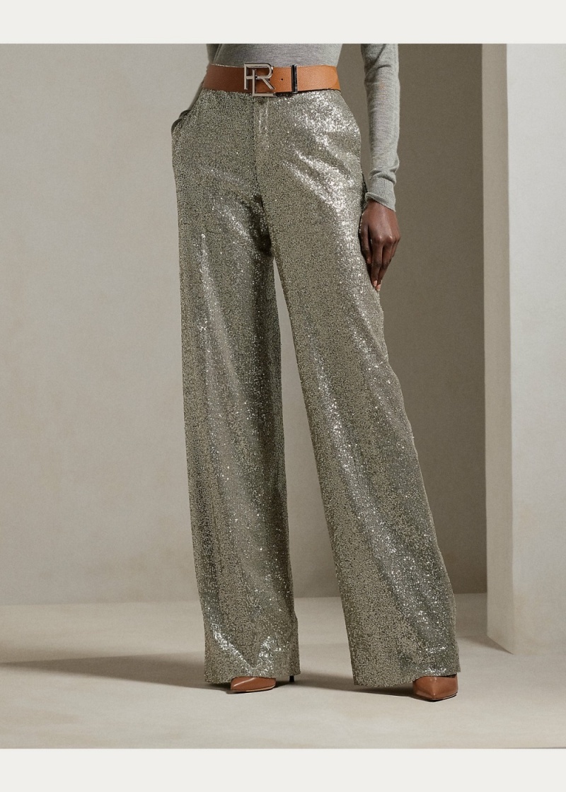 Pantalones Welles Embellished Anchos-Leg Pant Mujer Grises | FONG09328 - vista 3