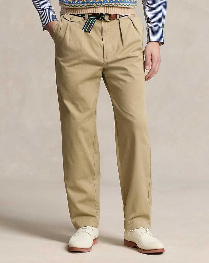 Pantalones Ralph Lauren Whitman Relaxed Fit Pleated Hombre Kaki | EJIWXRG-54 - vista 3