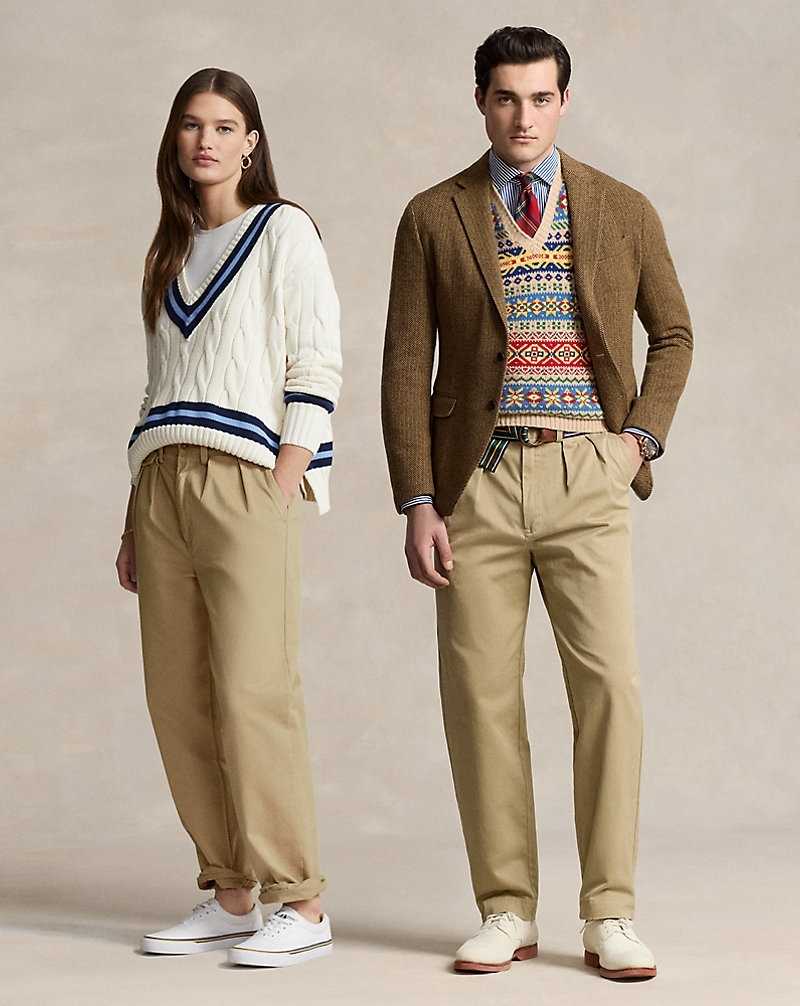 Pantalones Ralph Lauren Whitman Relaxed Fit Pleated Hombre Kaki | EJIWXRG-54 - vista 1