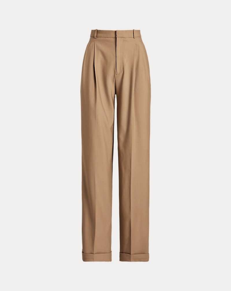 Pantalones Ralph Lauren Wool-Blend Wide-Leg Mujer Camel | PFXYBUQ-81 - vista 2