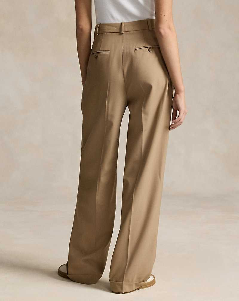 Pantalones Ralph Lauren Wool-Blend Wide-Leg Mujer Camel | PFXYBUQ-81 - vista 4