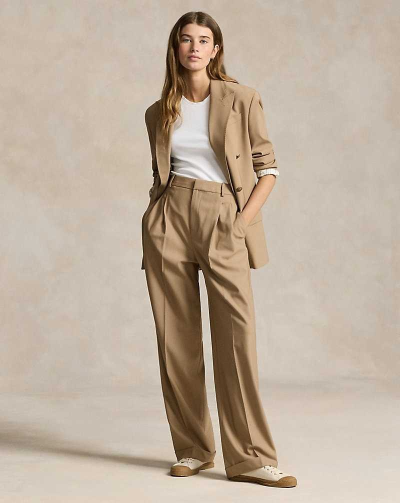 Pantalones Ralph Lauren Wool-Blend Wide-Leg Mujer Camel | PFXYBUQ-81 - vista 1
