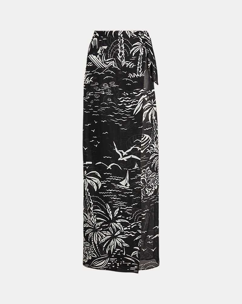 Pantalones Ralph Lauren Yazmin Beach-Print Silk Gauze Mujer Black/White | UIALJDT-07 - vista 2