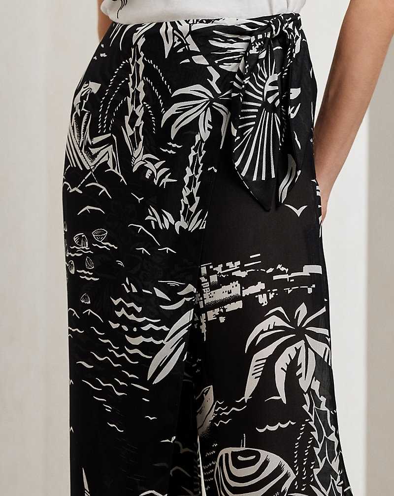 Pantalones Ralph Lauren Yazmin Beach-Print Silk Gauze Mujer Black/White | UIALJDT-07 - vista 5