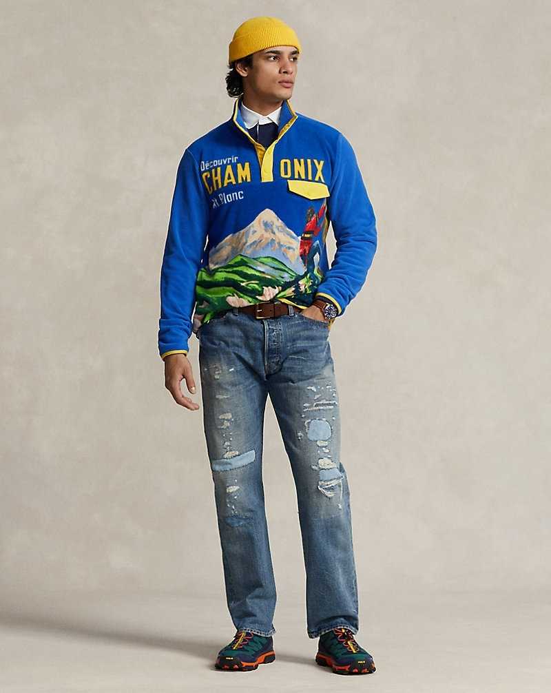 Pullover Ralph Lauren Brushed Fleece Graphic Hombre Azules | EJAMDXH-83 - vista 3