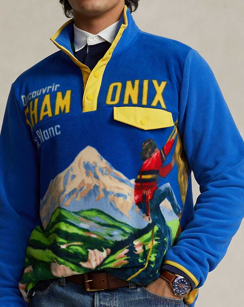 Pullover Ralph Lauren Brushed Fleece Graphic Hombre Azules | EJAMDXH-83 - vista 5