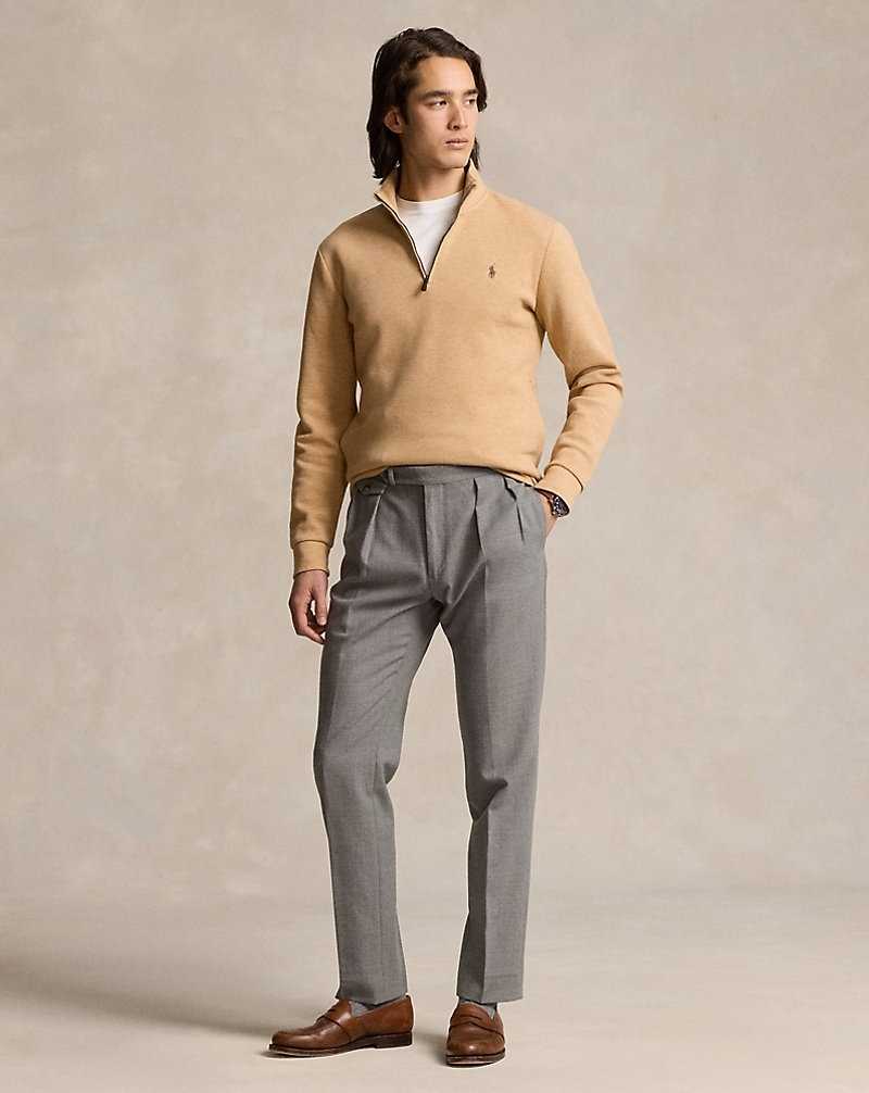 Pullover Ralph Lauren Double-Knit Mesh Quarter-Zip Hombre Classic Camel Heather | MHJZGTF-30 - vista 3