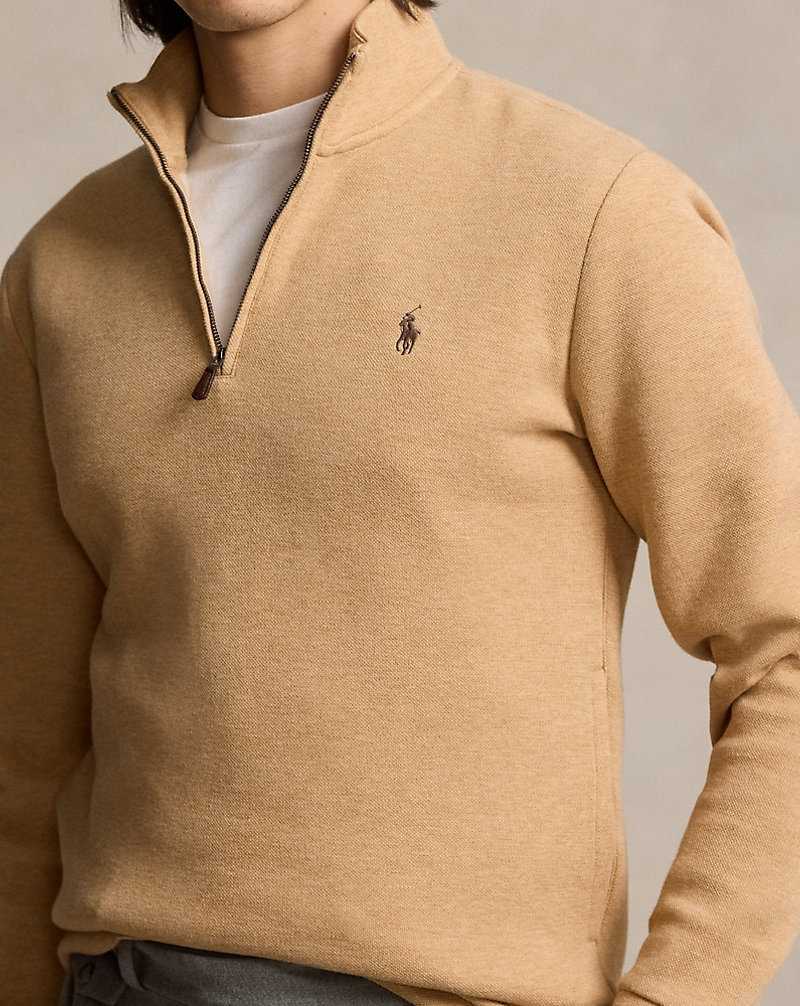Pullover Ralph Lauren Double-Knit Mesh Quarter-Zip Hombre Classic Camel Heather | MHJZGTF-30 - vista 5