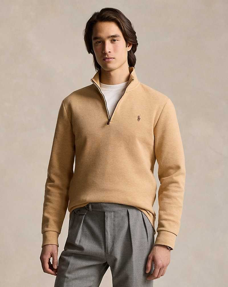 Pullover Ralph Lauren Double-Knit Mesh Quarter-Zip Hombre Classic Camel Heather | MHJZGTF-30 - vista 1