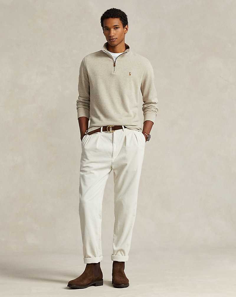 Pullover Ralph Lauren Estate-Rib Quarter-Zip Hombre Beige | ZJAGETU-17 - vista 3
