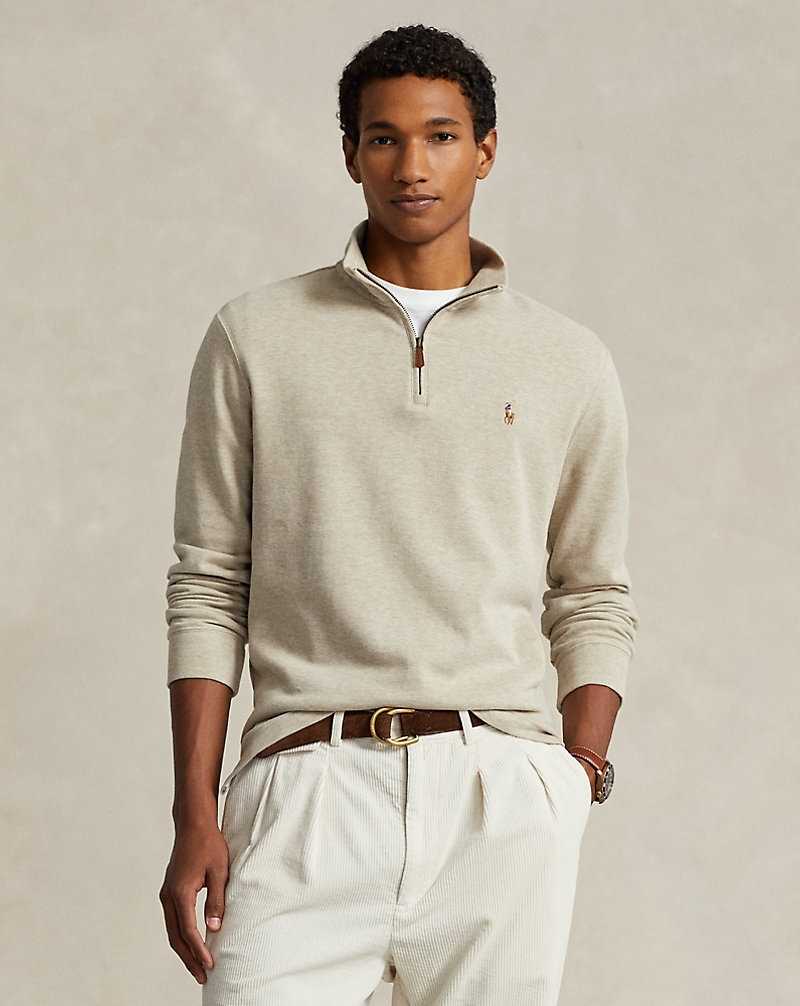 Pullover Ralph Lauren Estate-Rib Quarter-Zip Hombre Beige | ZJAGETU-17 - vista 1