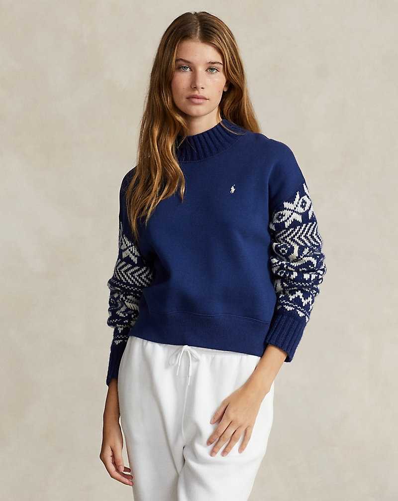 Pullover Ralph Lauren Hybrid Mockneck Mujer Azul Rey | VFCQYMZ-49 - vista 1
