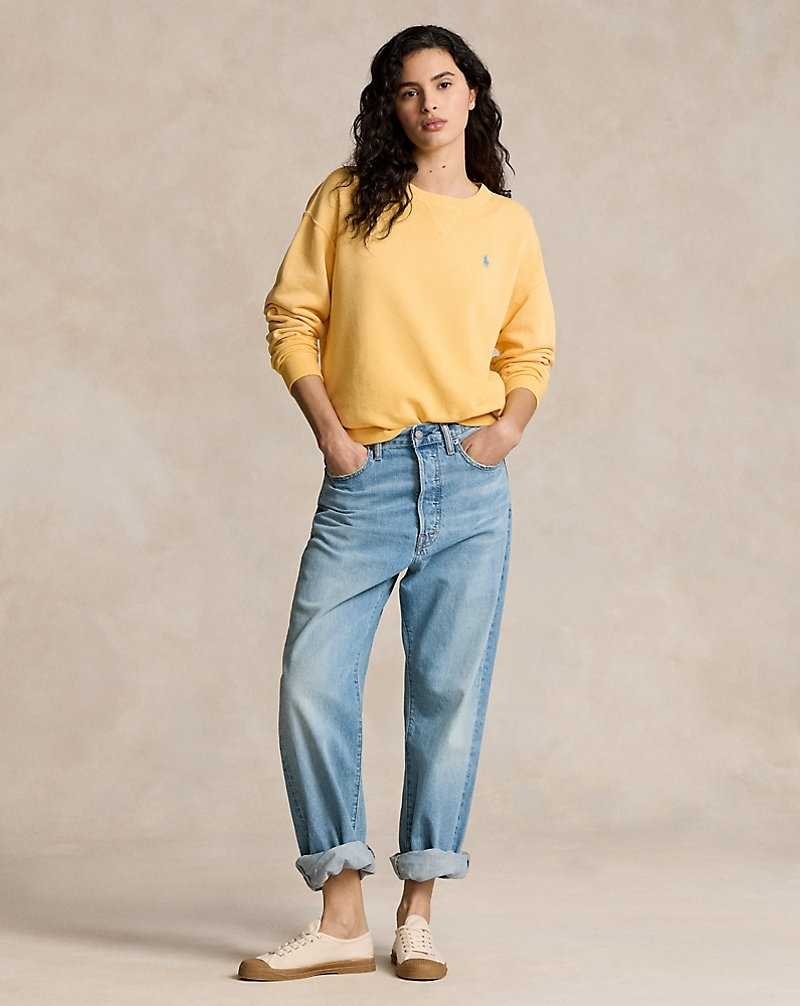 Pullover Ralph Lauren Lightweight Fleece Crewneck Mujer Amarillos | QFDVROT-38 - vista 3