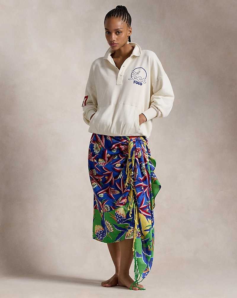 Pullover Ralph Lauren Logo French Terry Mujer Creme | GPBOMAF-75 - vista 3