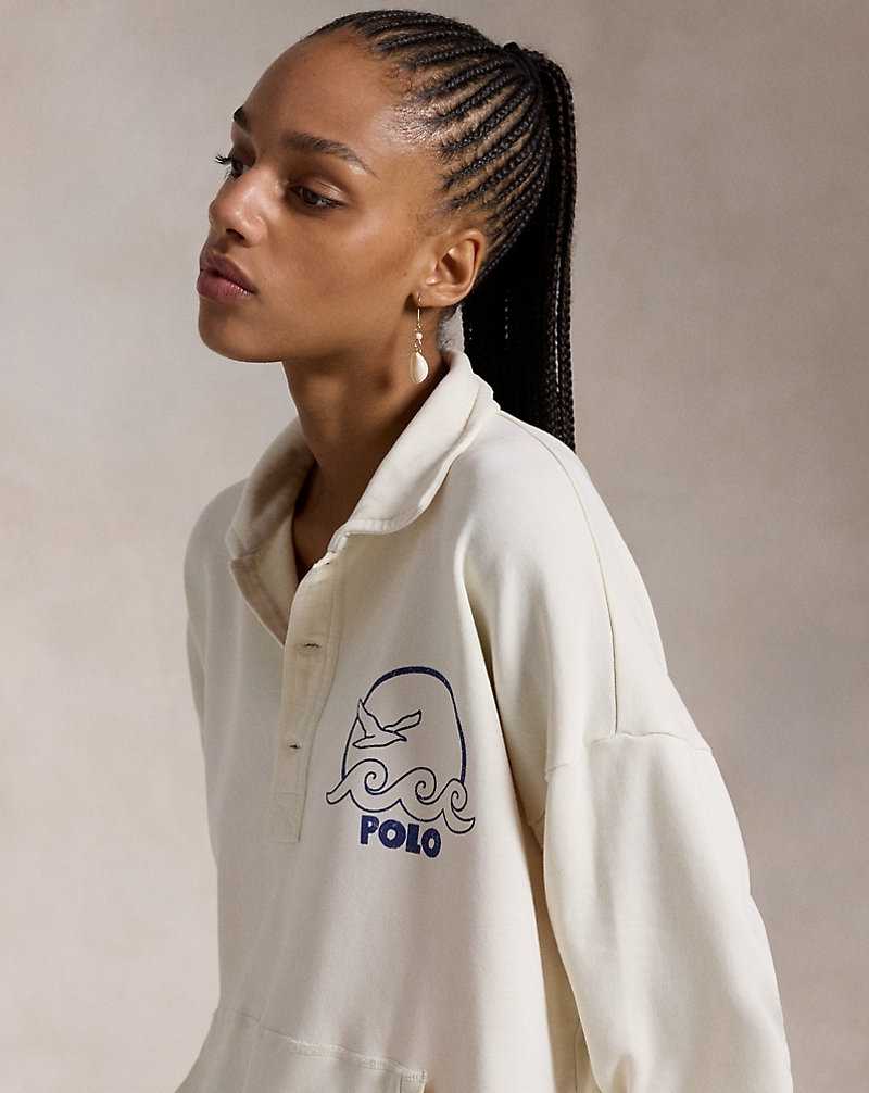 Pullover Ralph Lauren Logo French Terry Mujer Creme | GPBOMAF-75 - vista 5