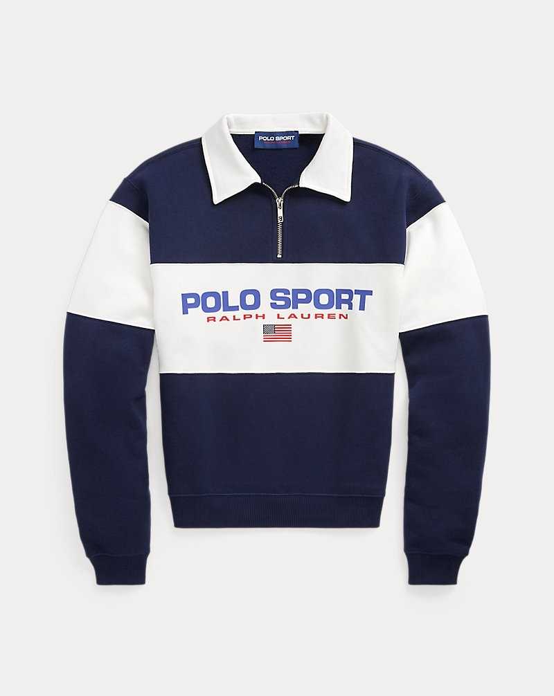 Pullover Ralph Lauren Logo Half-Zip Fleece Mujer Azul Marino | CIDLFVA-54 - vista 2