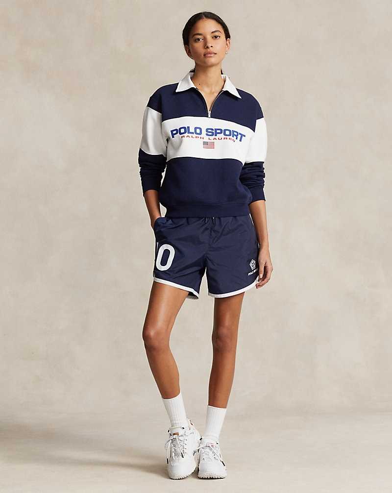 Pullover Ralph Lauren Logo Half-Zip Fleece Mujer Azul Marino | CIDLFVA-54 - vista 3