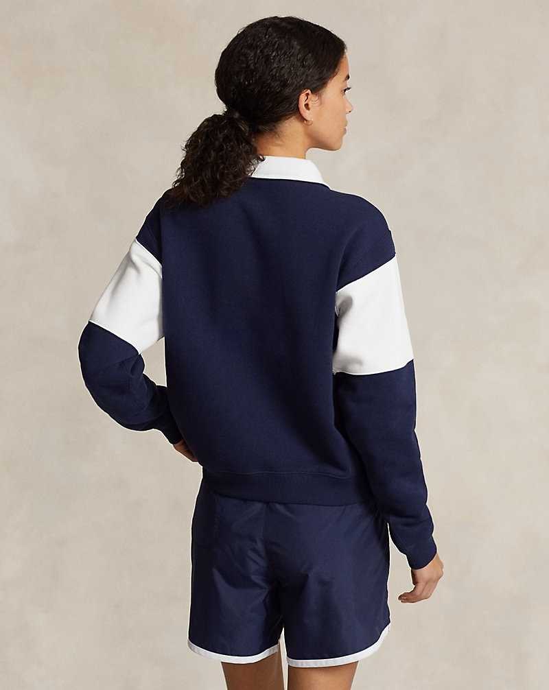 Pullover Ralph Lauren Logo Half-Zip Fleece Mujer Azul Marino | CIDLFVA-54 - vista 4