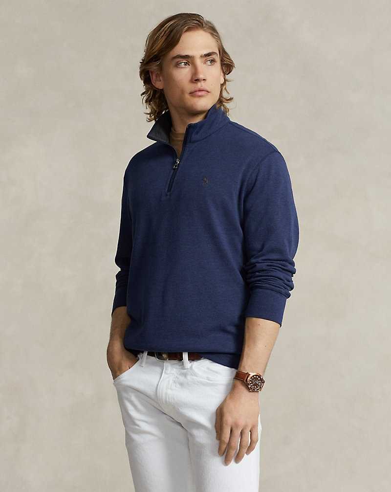 Pullover Ralph Lauren Luxury Jersey Quarter-Zip Hombre Azul Marino | FPJVQXA-63 - vista 1