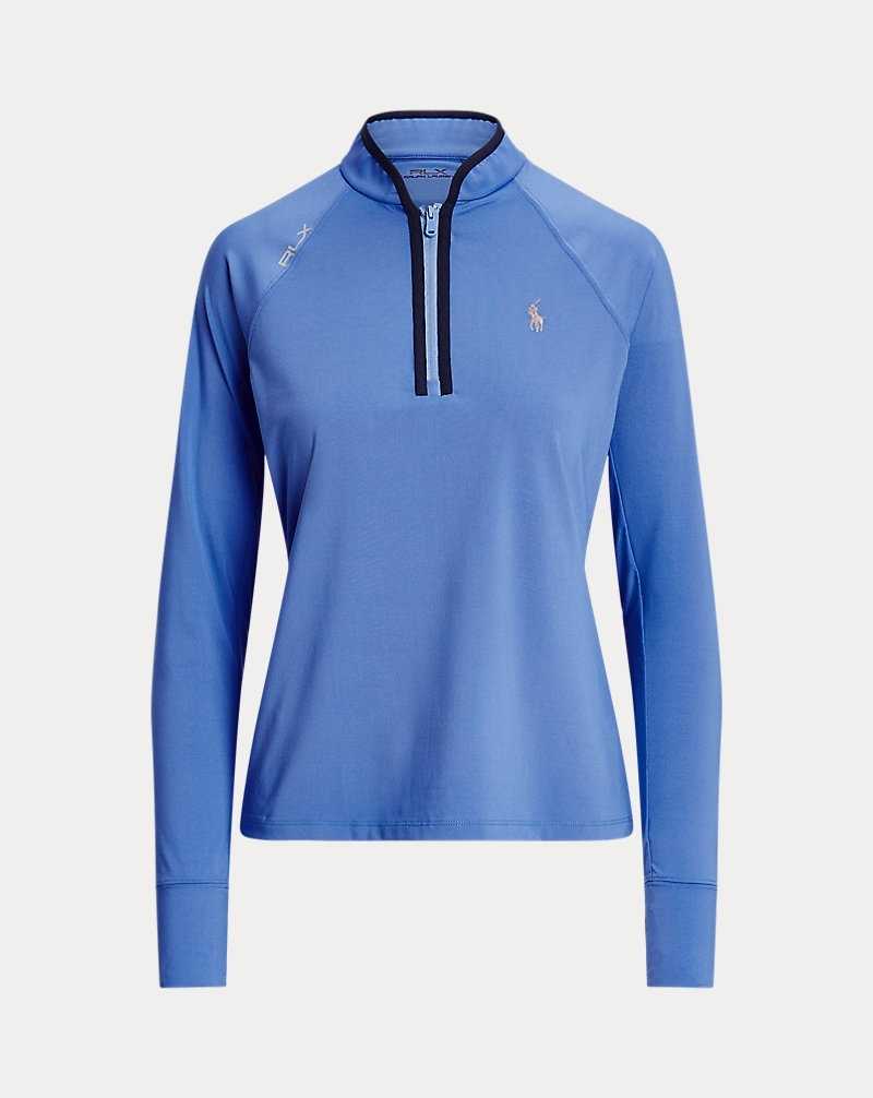 Pullover Ralph Lauren Stretch Jersey Quarter-Zip Mujer Greenwich Blue/Refned Nav | AYBSCHM-86 - vista 2