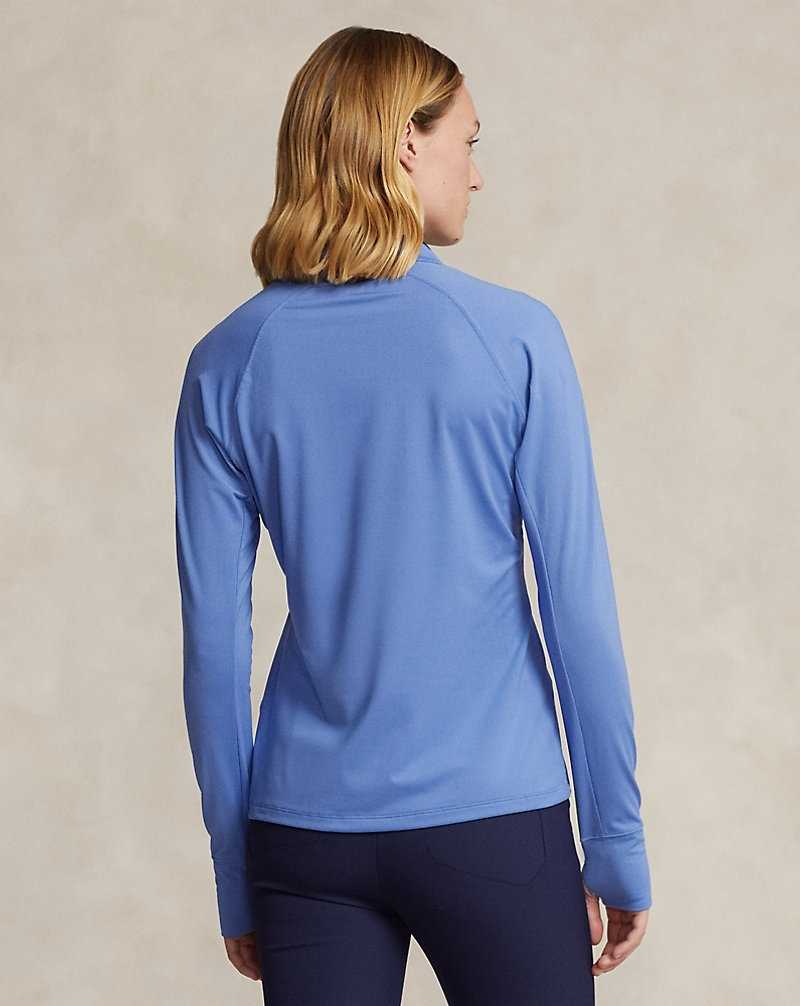 Pullover Ralph Lauren Stretch Jersey Quarter-Zip Mujer Greenwich Blue/Refned Nav | AYBSCHM-86 - vista 4