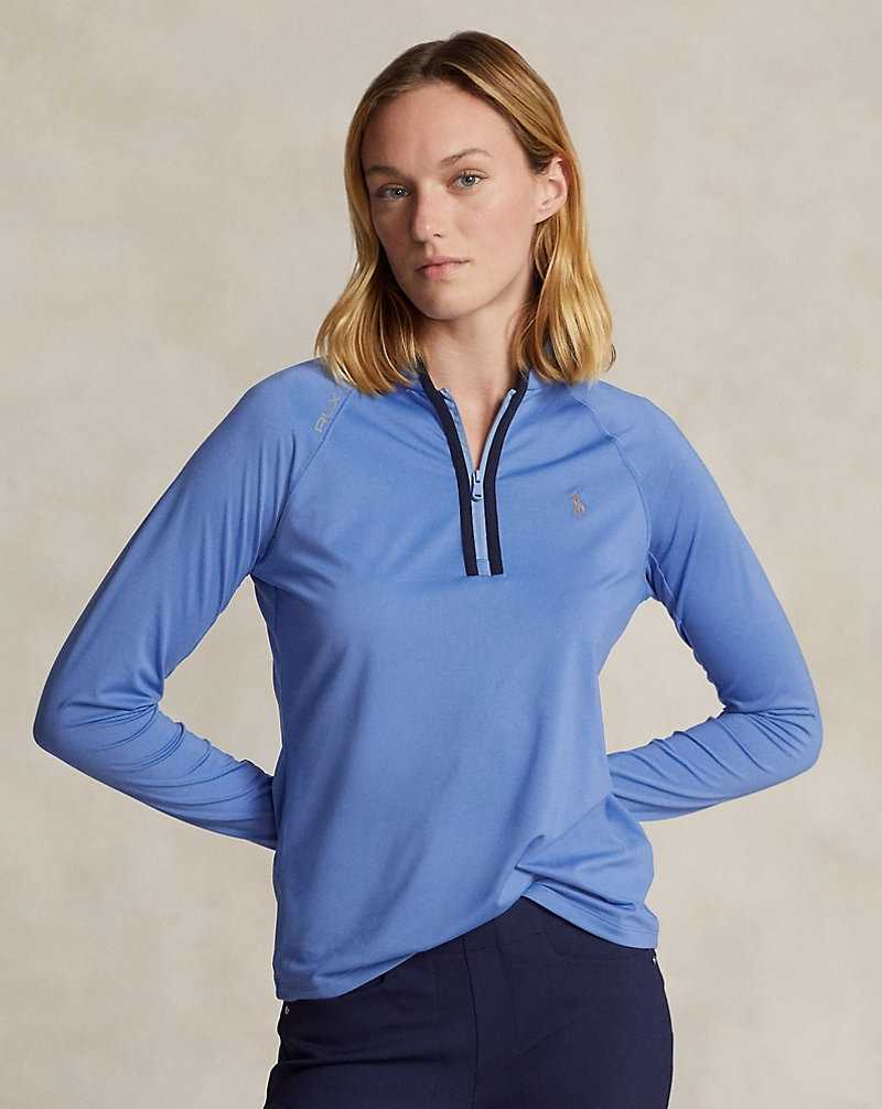 Pullover Ralph Lauren Stretch Jersey Quarter-Zip Mujer Greenwich Blue/Refned Nav | AYBSCHM-86 - vista 1