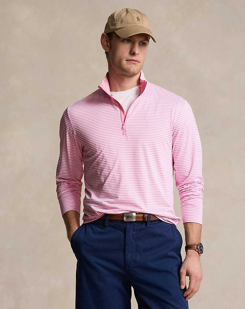 Pullover Ralph Lauren Striped Jersey Quarter-Zip Hombre Rosas | EMODSKF-90 - vista 1