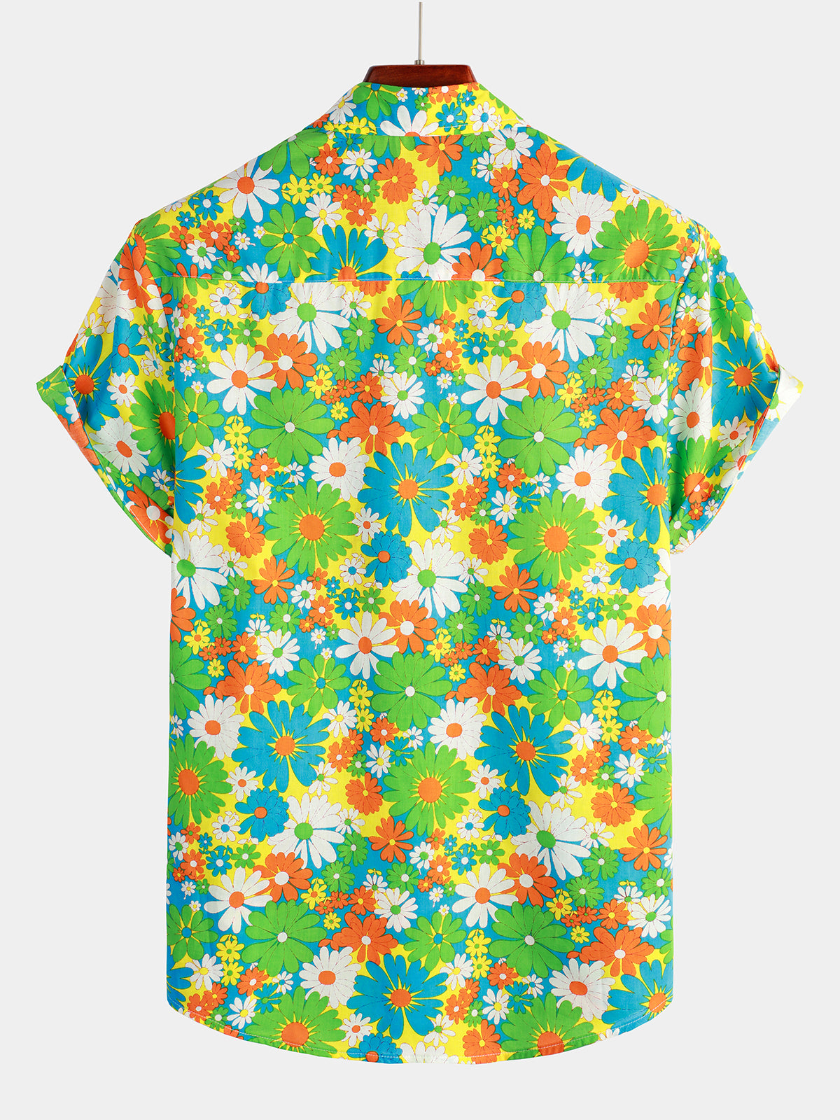 Camisa Green floral de algodón Tropical Button Up Hawaiian para hombre