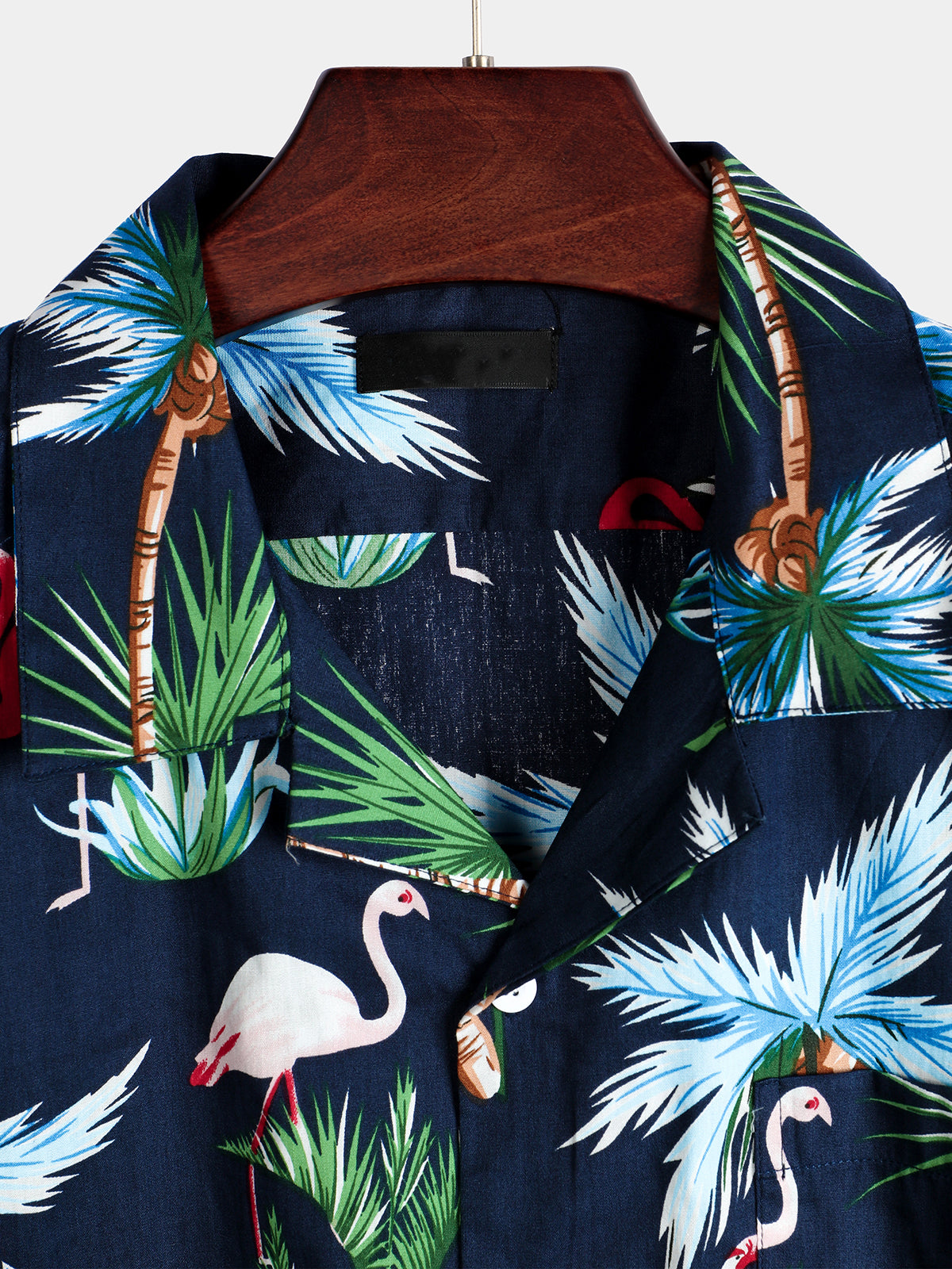 Camisa Flamingo estampado de algodón Hawaiian de manga corta para hombre