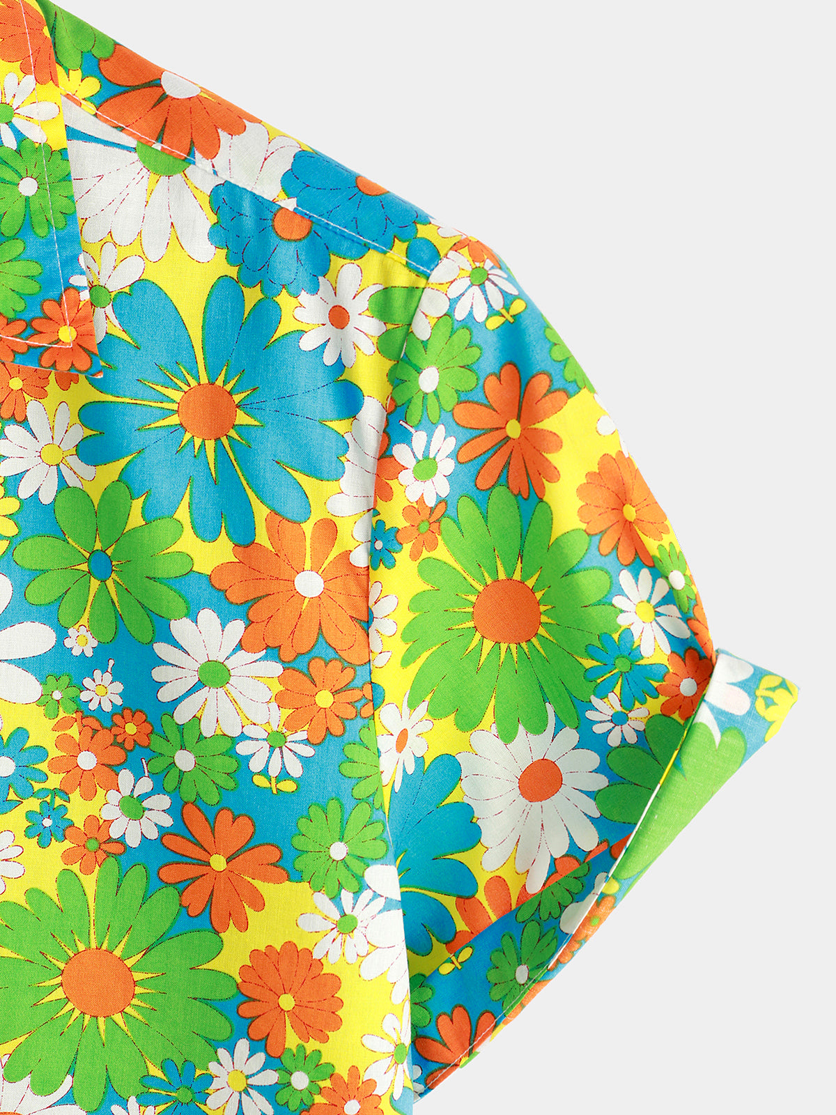 Camisa Green floral de algodón Tropical Button Up Hawaiian para hombre
