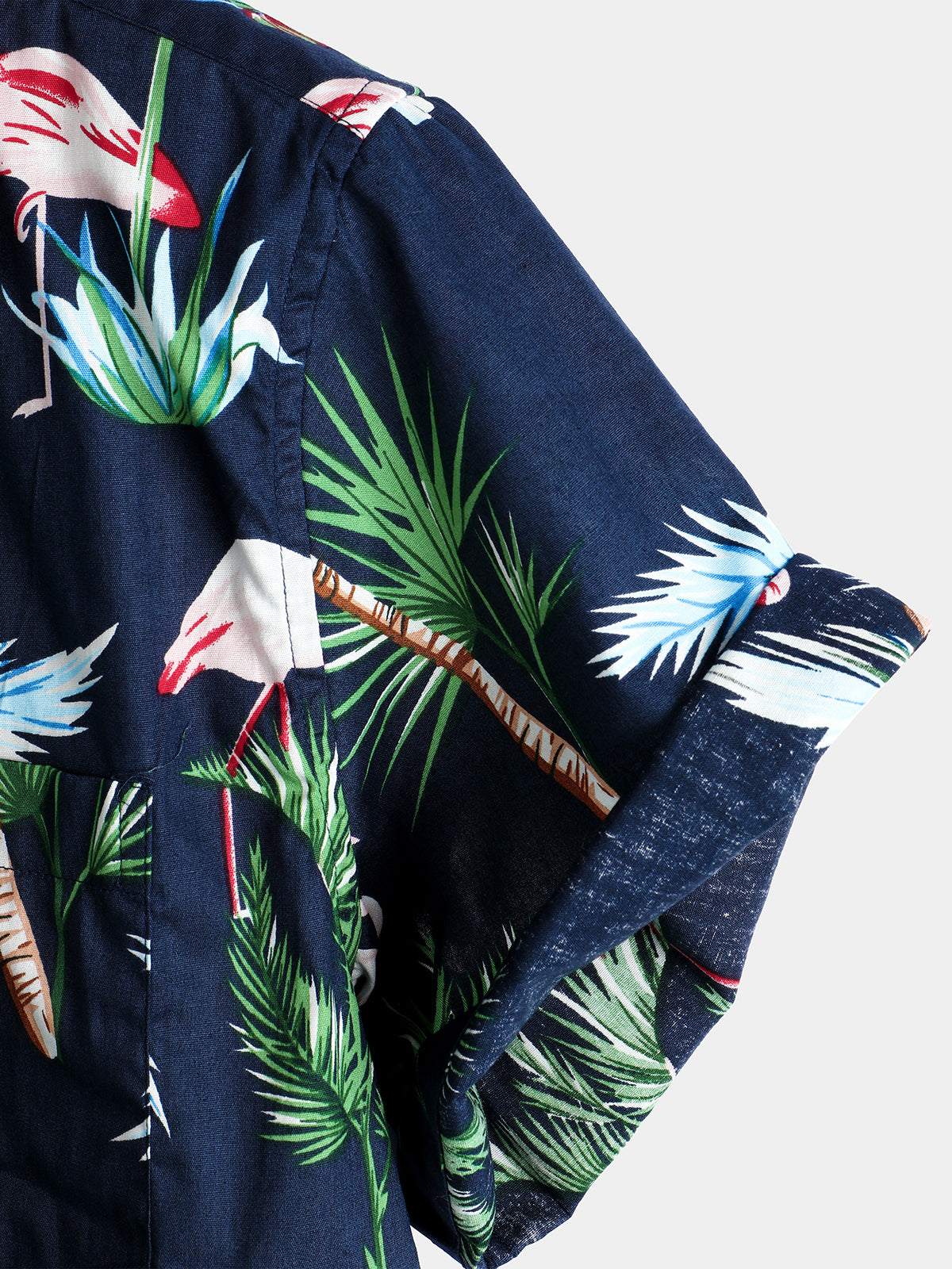 Camisa Flamingo estampado de algodón Hawaiian de manga corta para hombre