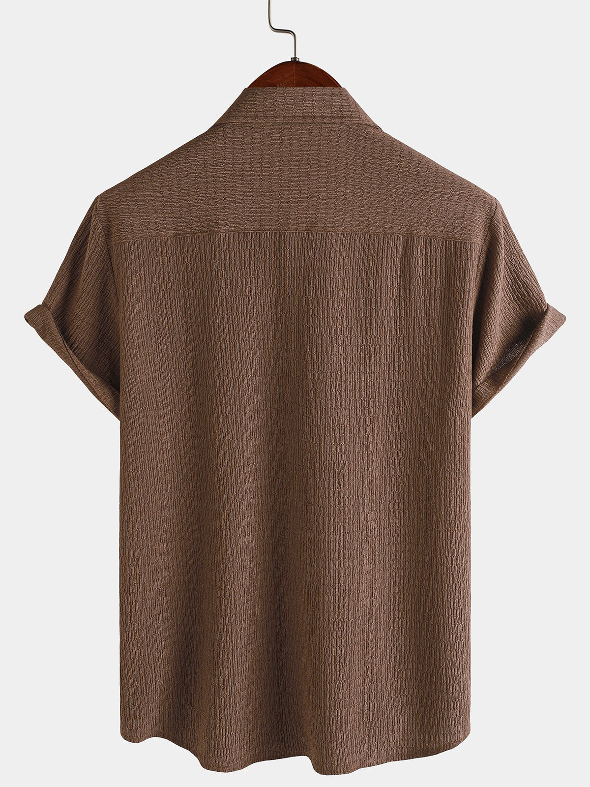 Camisa Summer de color sólido Pocket casual de manga corta para hombre