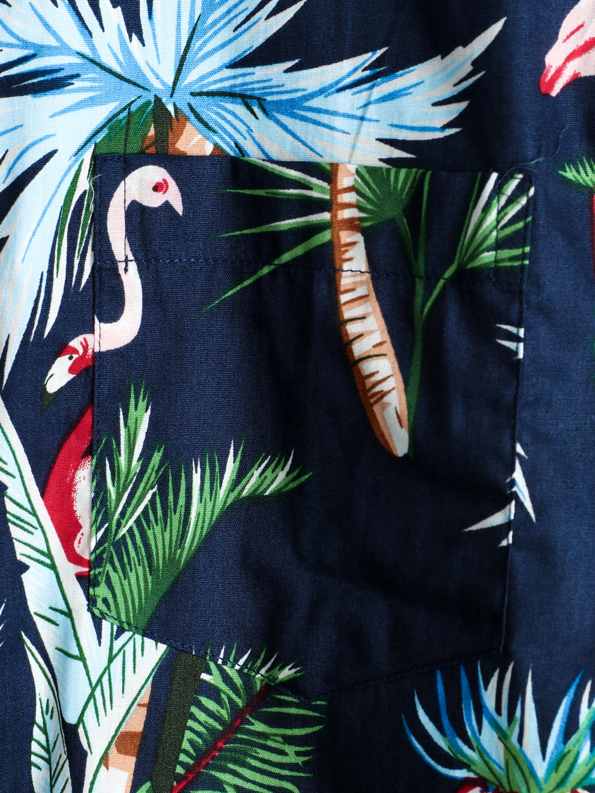 Camisa Flamingo estampado de algodón Hawaiian de manga corta para hombre