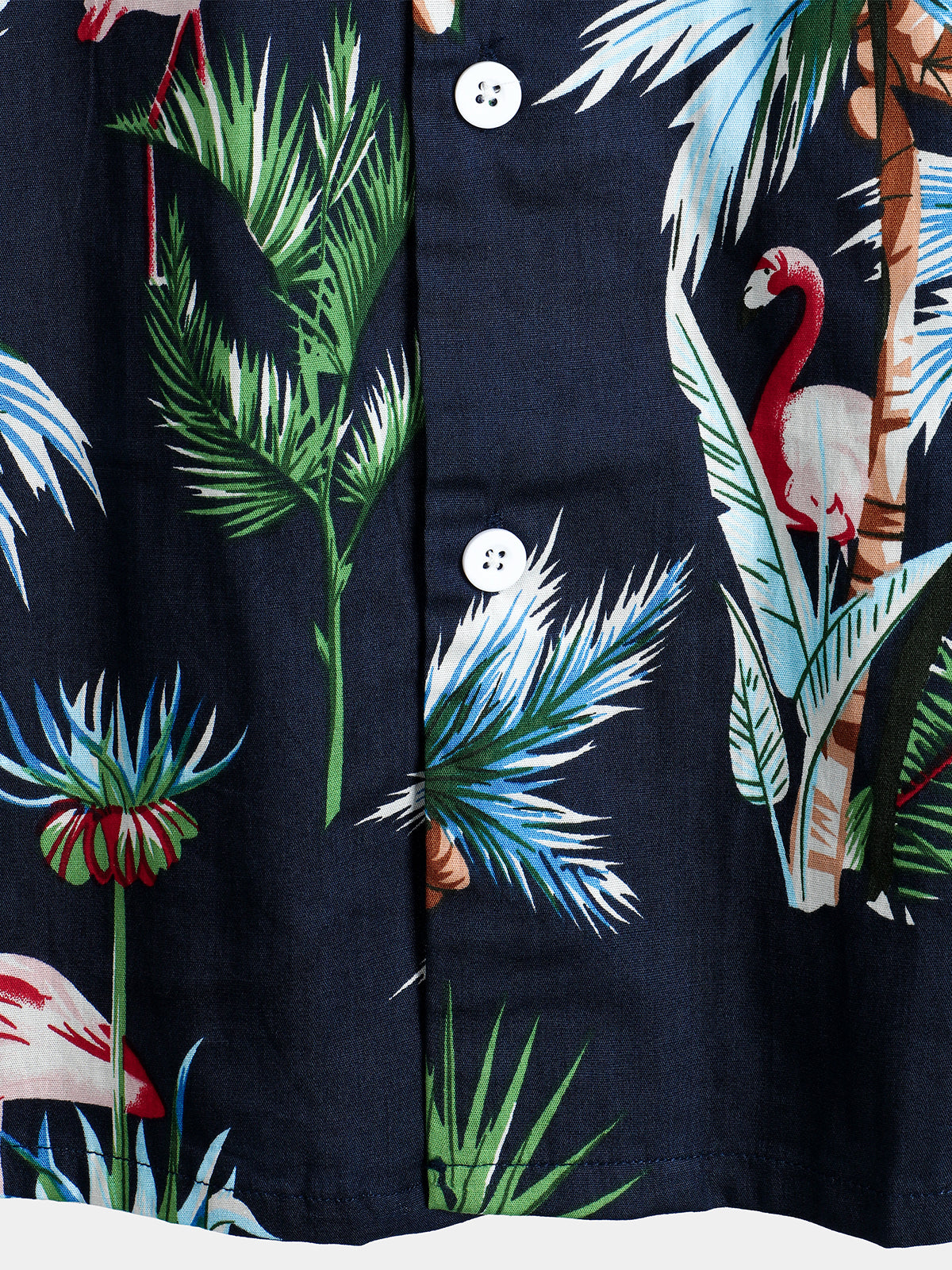 Camisa Flamingo estampado de algodón Hawaiian de manga corta para hombre