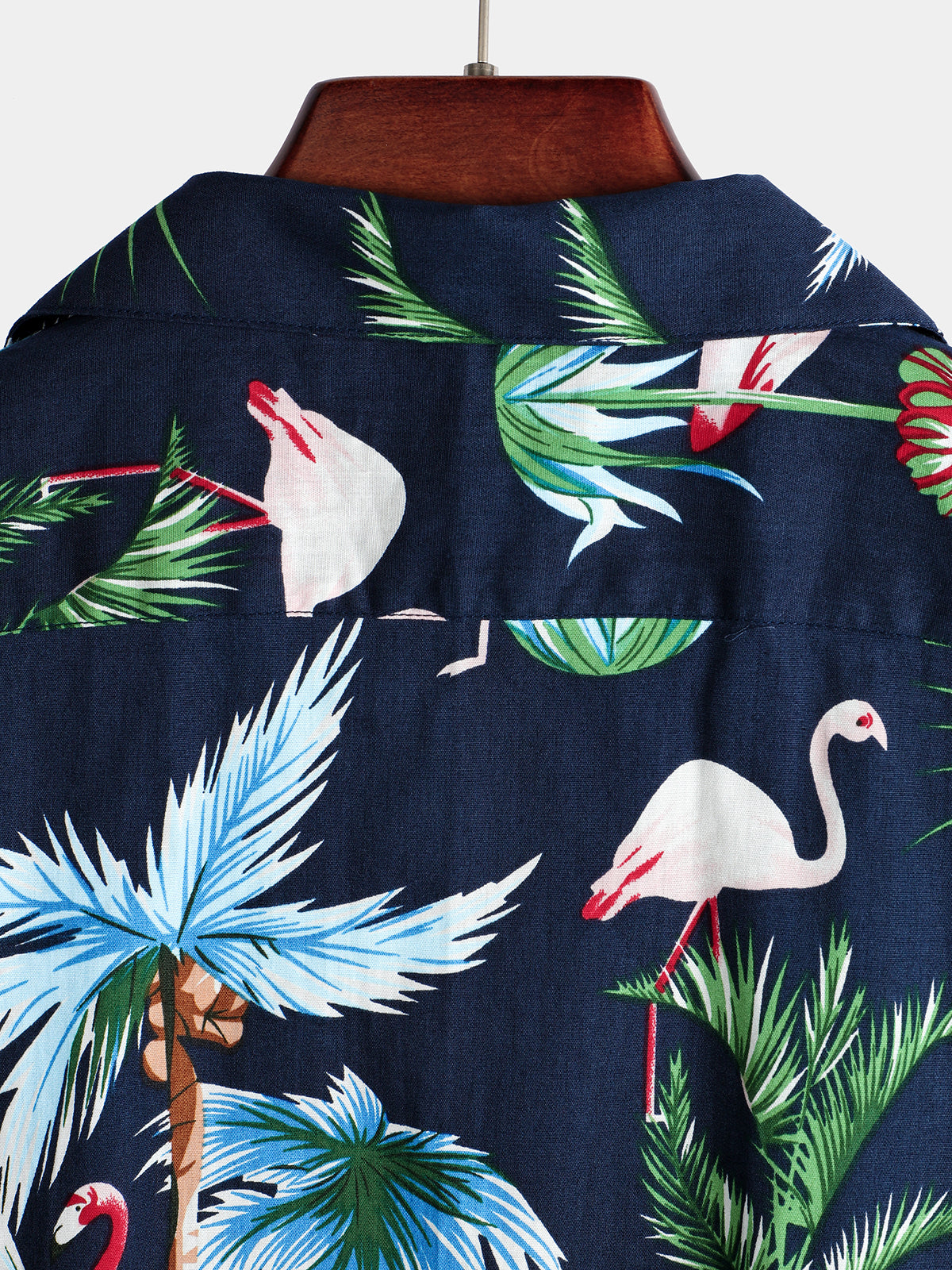 Camisa Flamingo estampado de algodón Hawaiian de manga corta para hombre