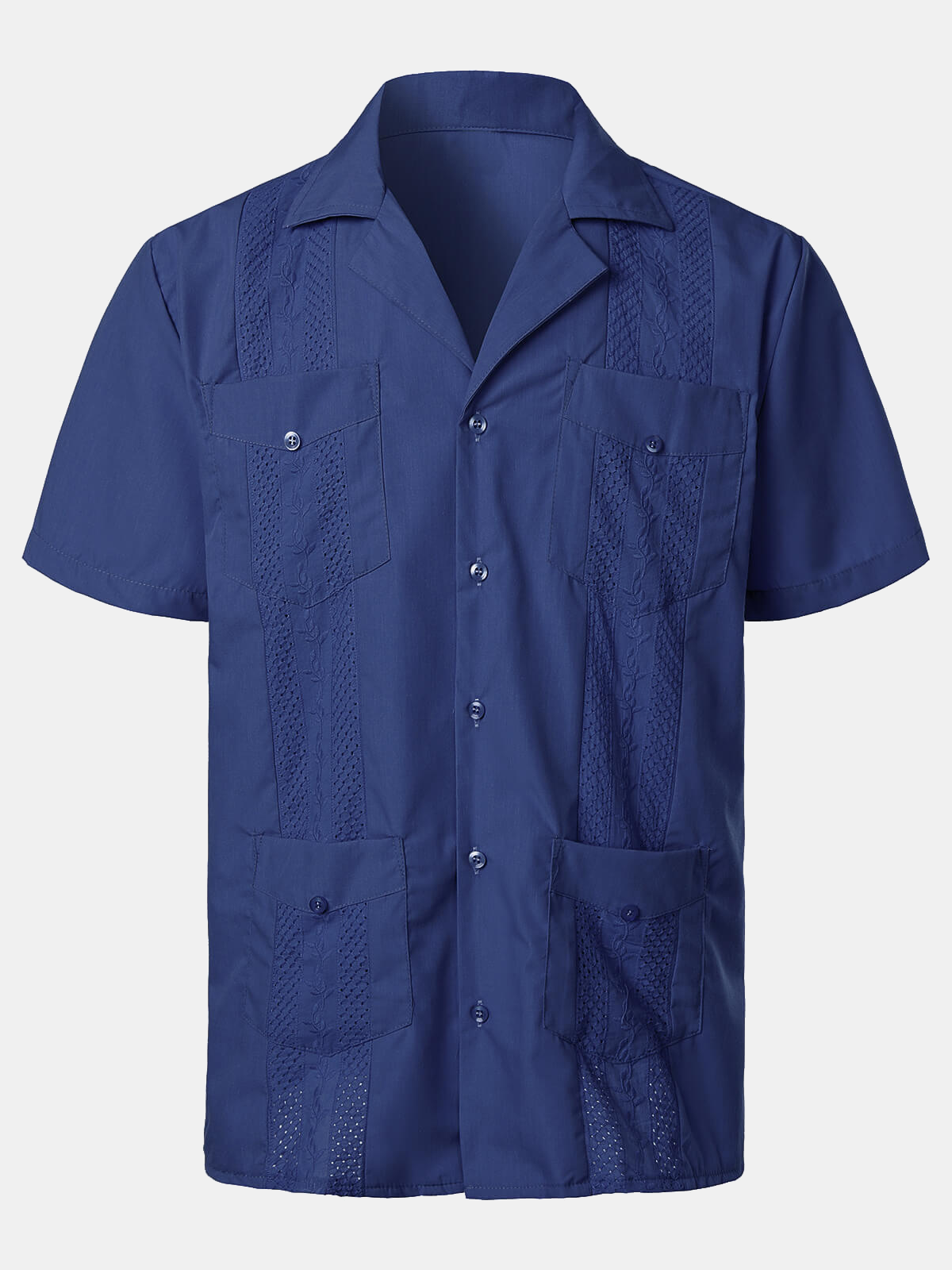 Camisa Summer Cool Embroidery Cuban Guayabera de manga corta Button Up Beach para hombre