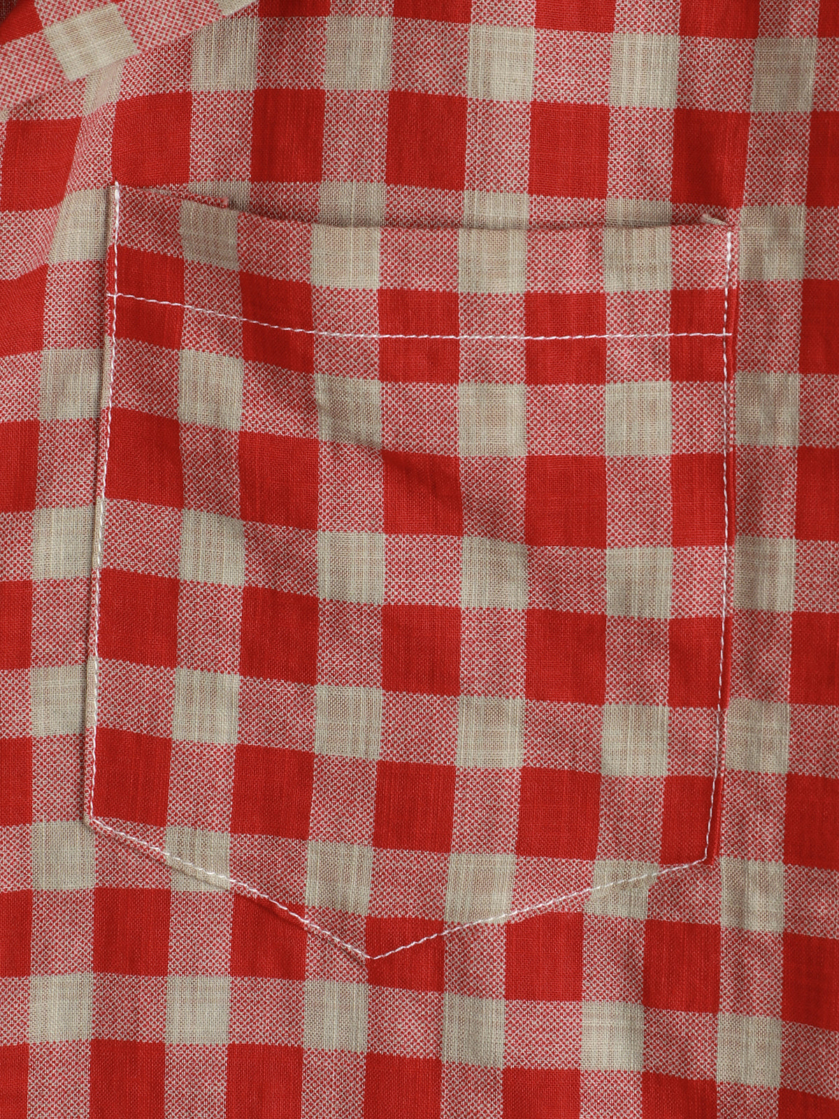 Camisa Red Check estampado a cuadros Pocket Button Up de manga corta para hombre