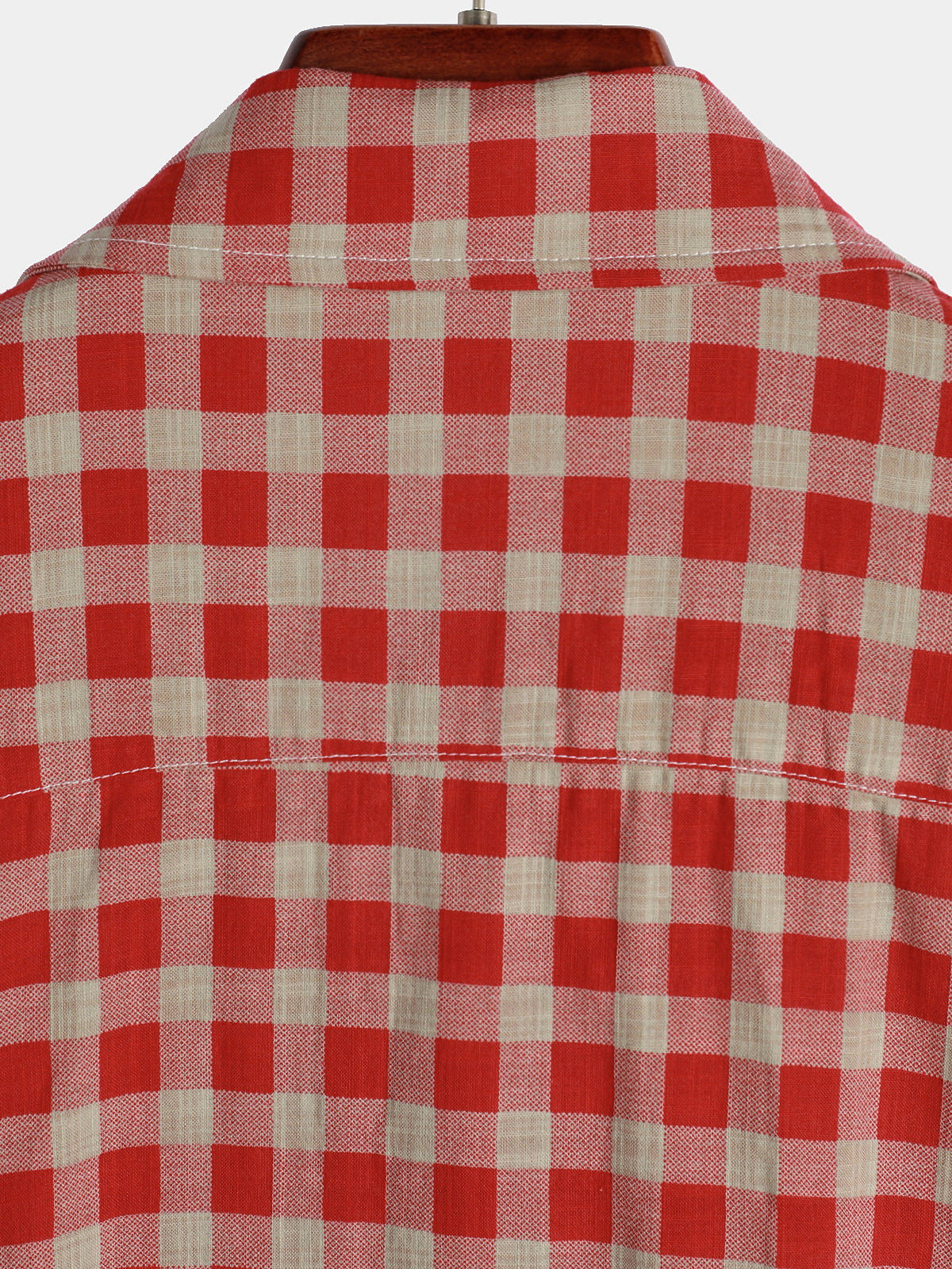 Camisa Red Check estampado a cuadros Pocket Button Up de manga corta para hombre