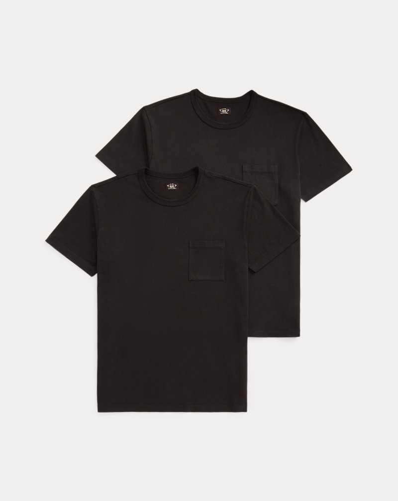Ropa De Casa Ralph Lauren Garment-Dyed Pocket Two-Pack Hombre Negros | WRQEPHO-13 - vista 1