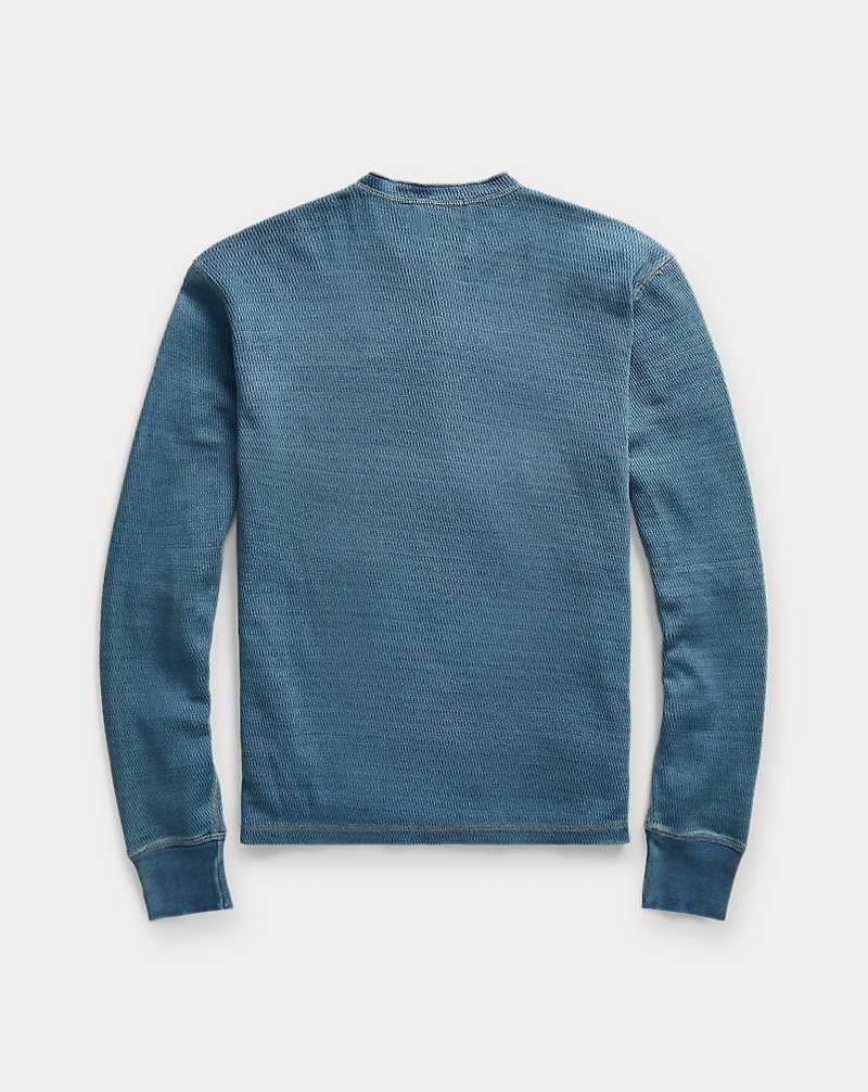 Ropa De Casa Ralph Lauren Indigo Jacquard-Knit Henley Hombre Azules Azules | DEUHVOQ-10 - vista 2
