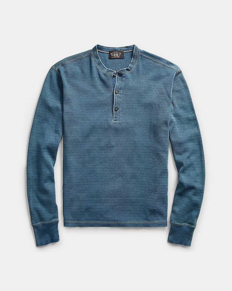 Ropa De Casa Ralph Lauren Indigo Jacquard-Knit Henley Hombre Azules Azules | DEUHVOQ-10 - vista 1
