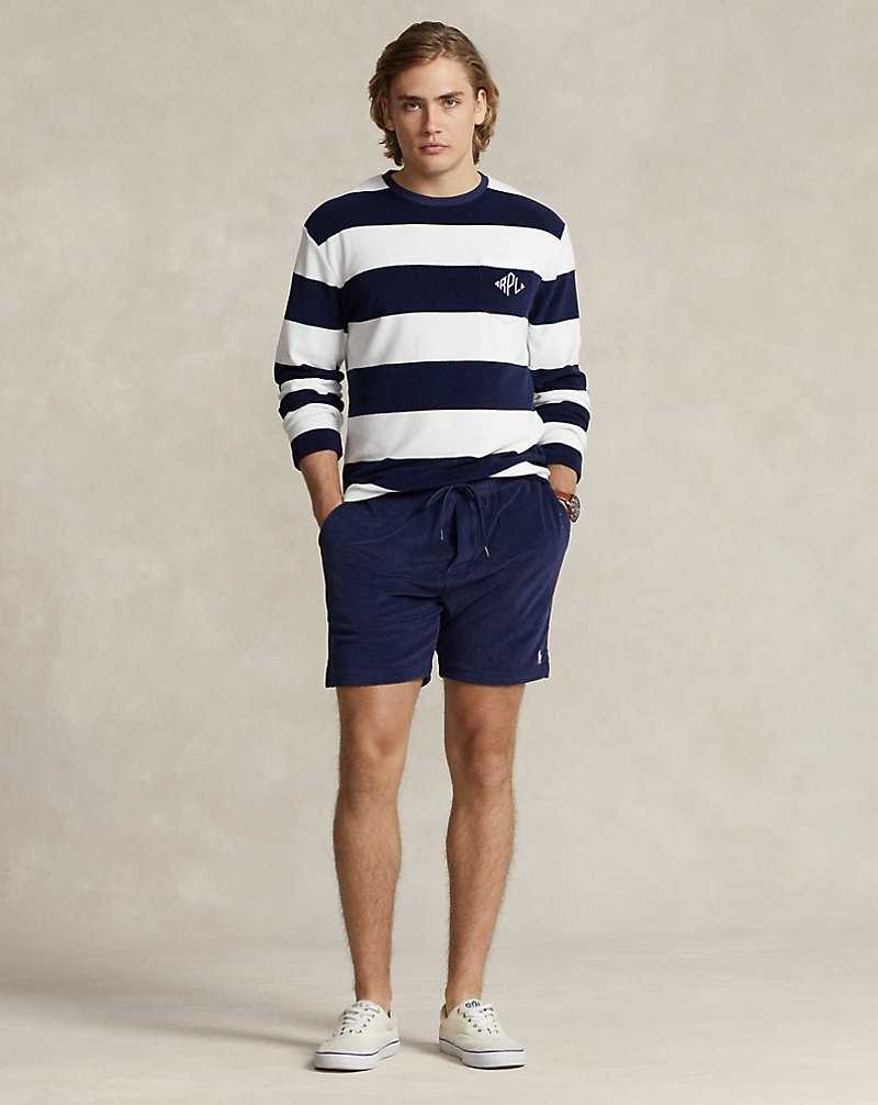 Ropa De Casa Ralph Lauren Standard Fit Monogram Terry Hombre Navy/White | NXOYRGV-80 - vista 3