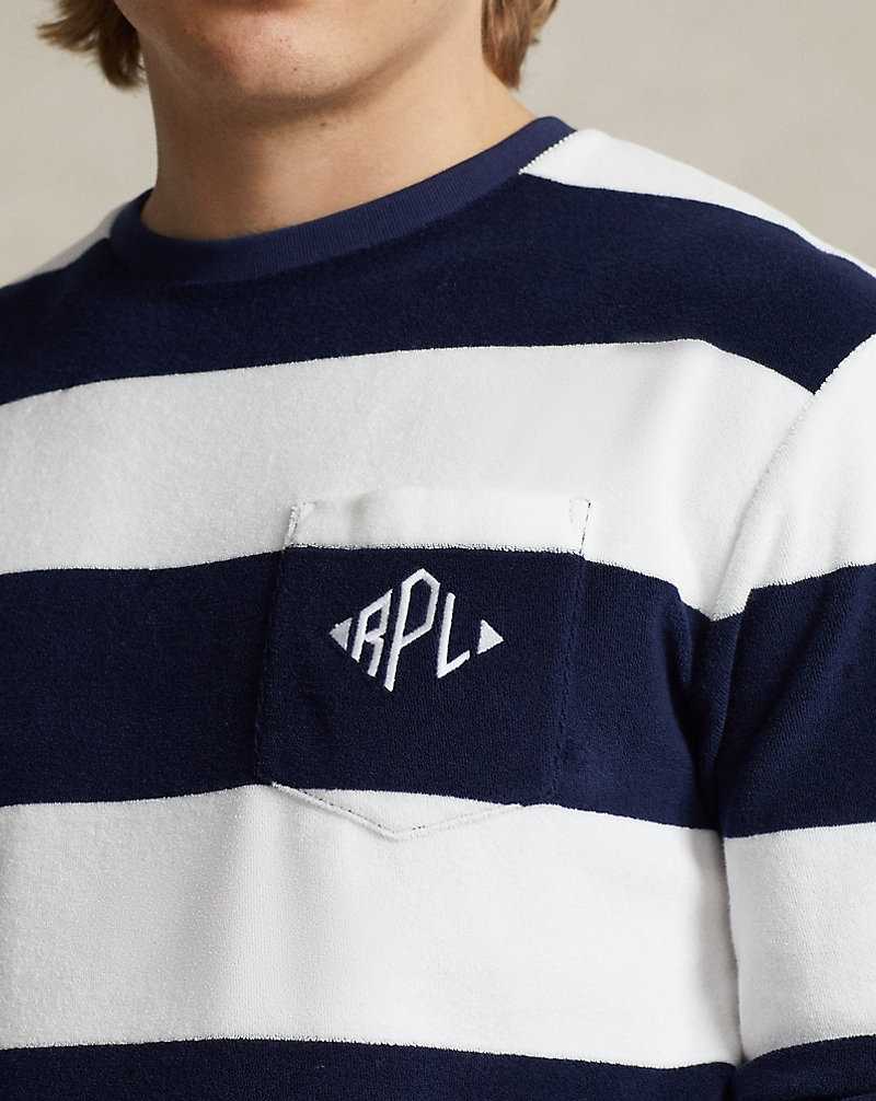Ropa De Casa Ralph Lauren Standard Fit Monogram Terry Hombre Navy/White | NXOYRGV-80 - vista 5