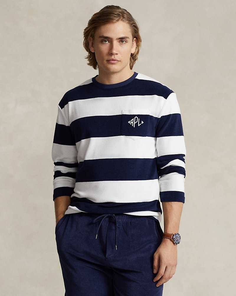 Ropa De Casa Ralph Lauren Standard Fit Monogram Terry Hombre Navy/White | NXOYRGV-80 - vista 1