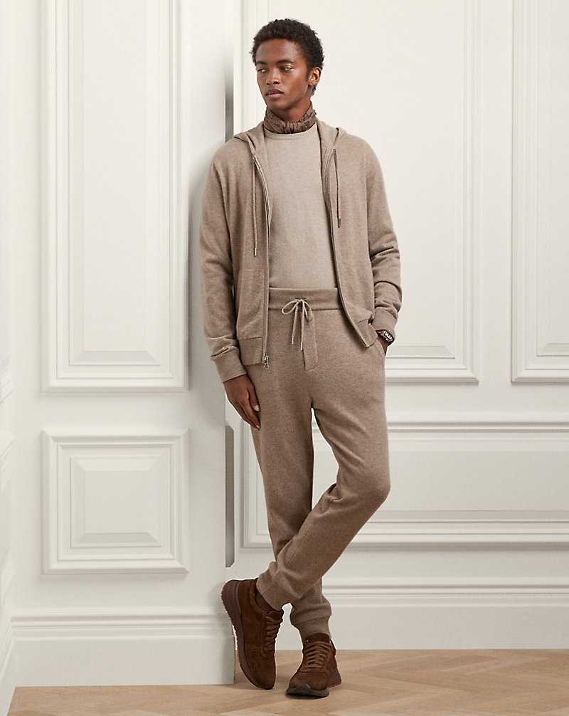 Ropa De Casa Ralph Lauren Wool-Cashmere Hooded Full-Zip Hombre Truffle Melange | AKYMUPX-12 - vista 3