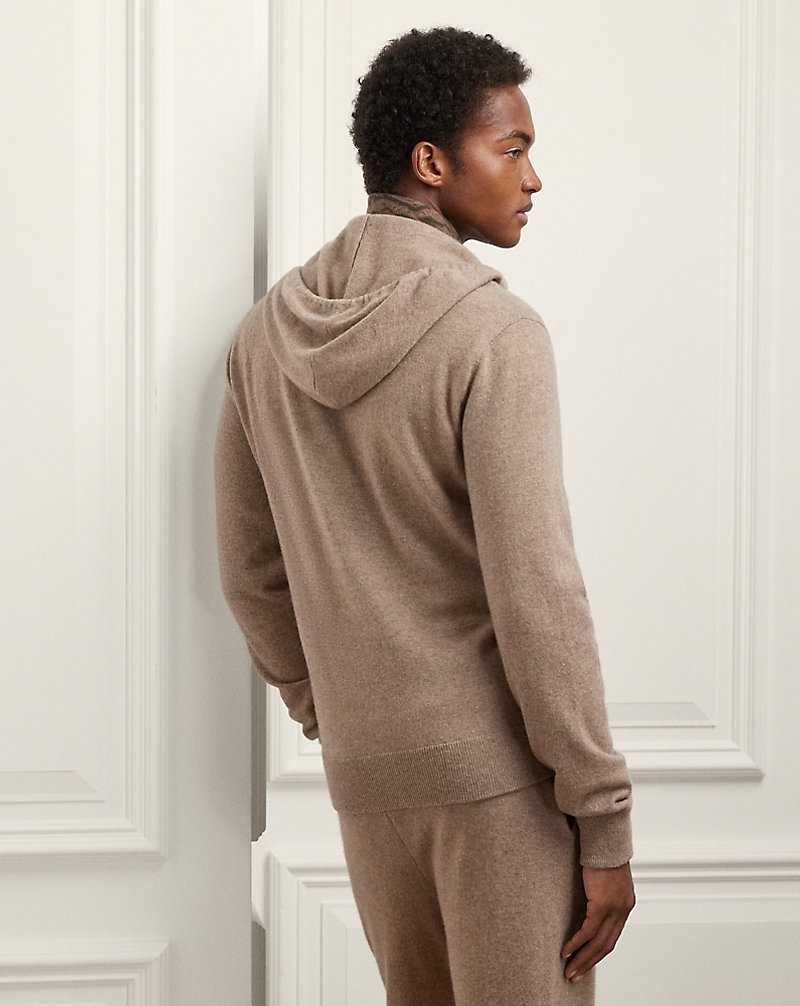 Ropa De Casa Ralph Lauren Wool-Cashmere Hooded Full-Zip Hombre Truffle Melange | AKYMUPX-12 - vista 4